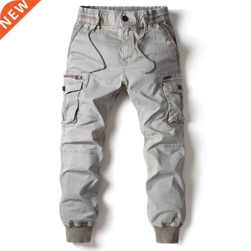 Cargo Pants Men Jogging Casual Pants Cotton Full Length Mili