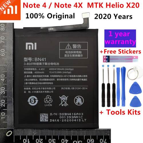 2020 New 100% For Xiao Mi BN41 Battery For Redmi Note 4 Hon