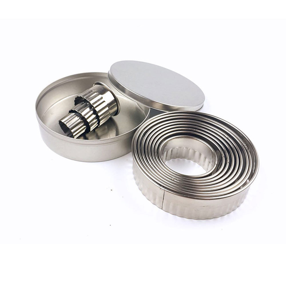 12pcs/set Stainless Steel Round Cookie Biscuit Cutters Circl