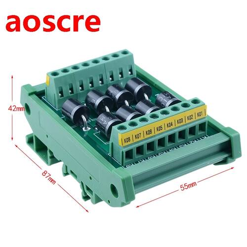 DIN Rail Mount 6 Amp 1000V 8 Individual Diode Module, 6A10.
