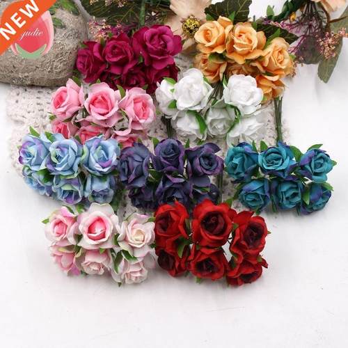 6PCs/Lot Silk Rose Artificial Flowers 3cm Mini Fake Flower F