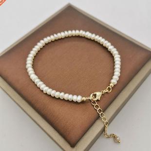 4mm Natural Freshwater Pearl Tiny Bracelet 14K Gold Filled A