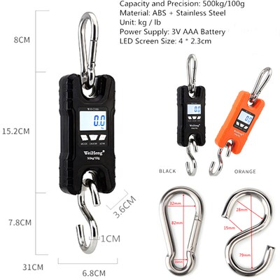 Digital Crane Scale 500kg 1000kg Hook Scales Heavy Duty Hang
