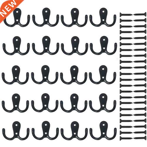 20 Pieces Wall Coat Hooks Doule Prong Roe Hook Rustic Hook