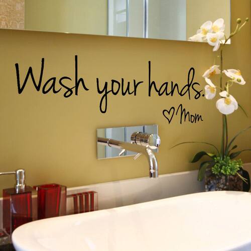 1PC Brand New Wash Your Hands Mom Letters Home Decor Wall St