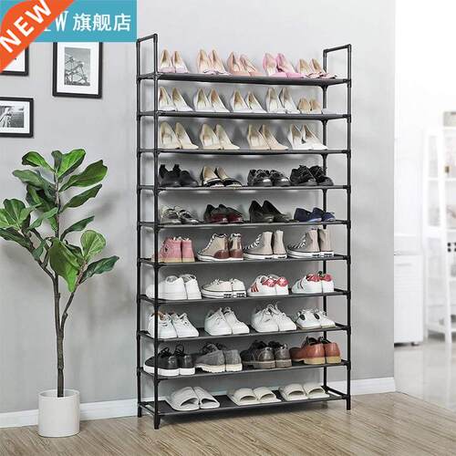 10-layer Black Shoe Rack Simple Non-Woven Fabric Shoe Rack O