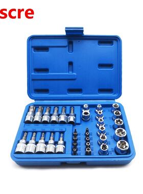 34pcs Torx Star Sockets Hexagon E-Torx Star Socket Set 3/8 D