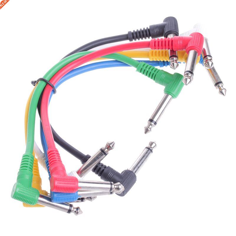 6Pcs/Set Guitar Parts Colorful Angled Plug Audio Cable Leads