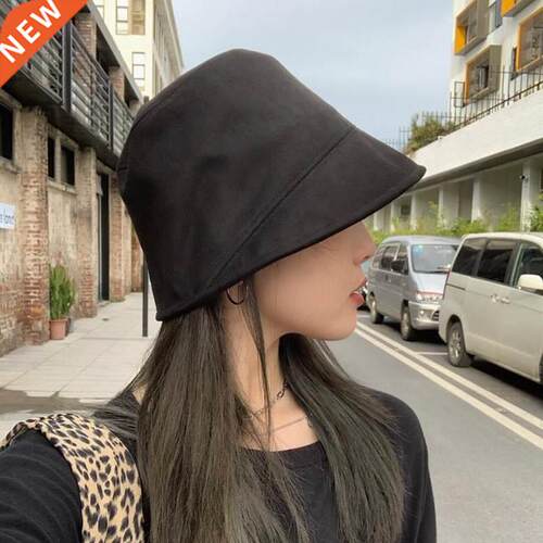 Spring Summer Suede Bucket Hat Women Fashion Irregular Flat