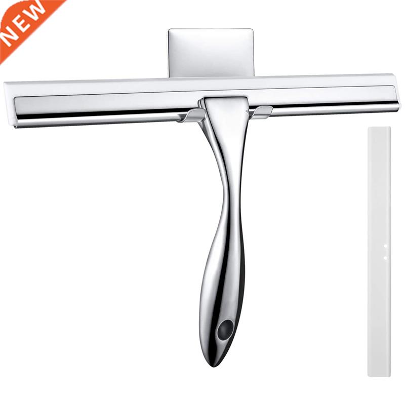 Shower Squeegee, Window Stainless Steel Wiper with Self Adhe