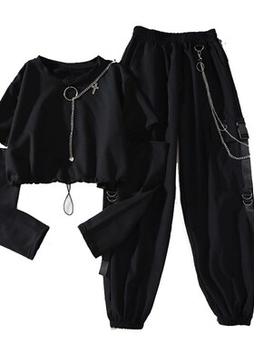 Spring Autumn Women Harajuku Cargo Pants Handsome Cool Two-p