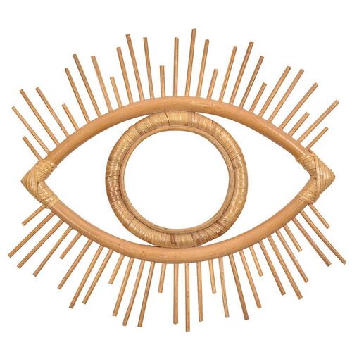 Eye Shape Decor Mirror Frame Rattan Art Decor Makeup Mirror