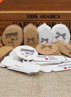 100pcs multi cute brown /white paper gift label tag handmade
