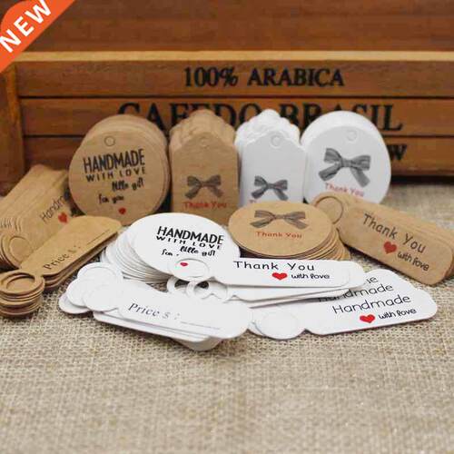 100pcs multi cute brown /white paper gift label tag handmade