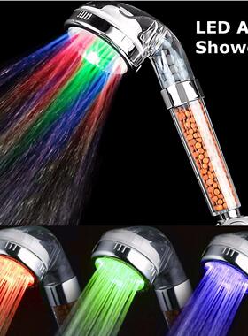 1PC 220mm/235mm 3 Colors LED Hand Hold Shower Head Temperatu