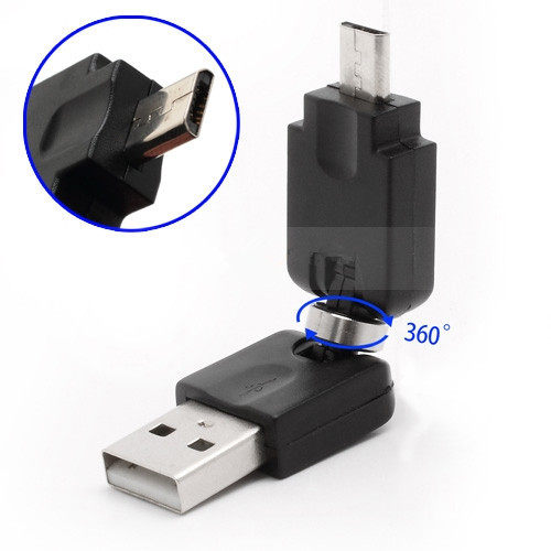 USB A Male to Micro 5Pin 360 Rotating Adapter