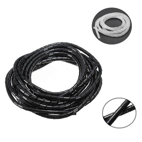 5M/10M Black/White Spiral Wrapping Wire Organizer Sheath Tub