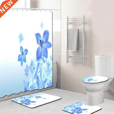 Bathroom Floor Mat Combination Four Piece Floral Print Bath