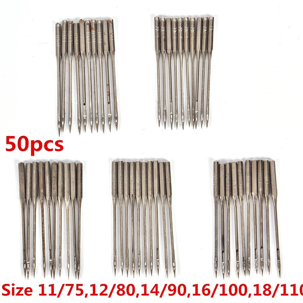 50Pcs Household Home Sewing Machine Needles 11/75,12/80,14/9