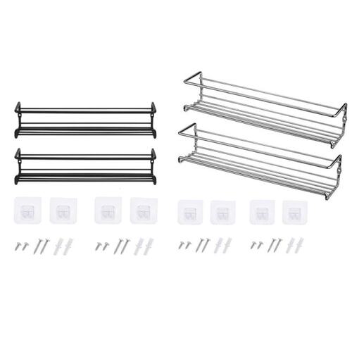 Wall Mounted Spice Bottle Storage Rack Set Punch Free Metal