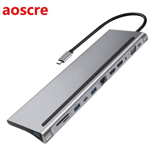 Type C HUB USB.0 Docking Station MST Multi Dual HDMI-Compat