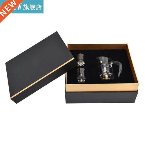 Wne Set Shot Glass Gold Fol Ergonomc Lquor Decanter for