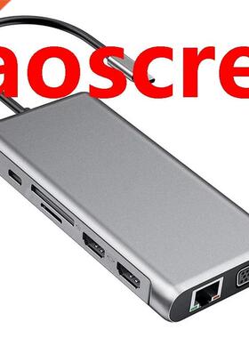 12In1 USB Type C Hub for Dual 4K USB.0 USB2.0 Pd Charging V