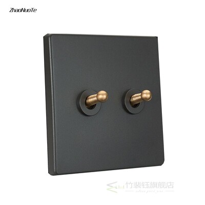 Retro Brass Toggle Light Switch 1-4 Gang 2 Way PC Gray Panel