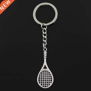 Fashion Keychain 48x19mm Badminton Tennis Racket Bronze Silv