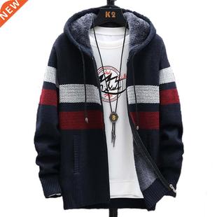 Men Thick Sweater Coat Striped Fleece FALIZA Warm