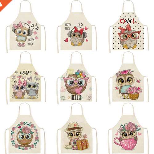 1PC 66x47cm Owl Pattern Kitchen Adult Apron Sleeveless Cotto