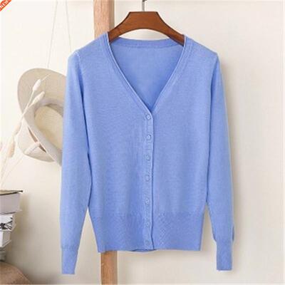 Spring Autumn Single Breasted Long Sleeve Knitted Sweaters L
