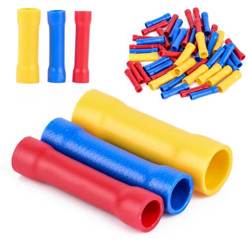 50pcs/lot Insulated Straight Butt Connectors Electrical Crim