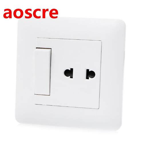 2 Hole Universal Power Socket With 1 Gang 2 Way Light Switch