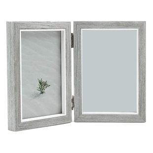 Double Picture Frame 4X6in Rustic Grey Photo Frames Wooden H