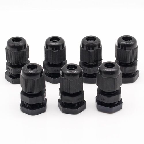 10 Pcs PG7 Black Plastic Waterproof Cable Glands Joints