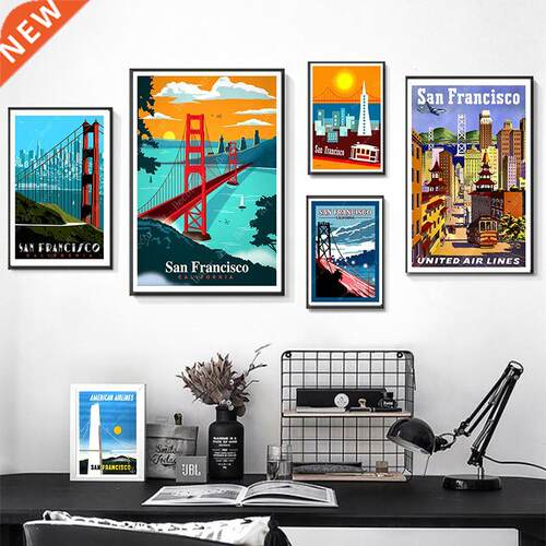 Harbour City San Francisco Travel Poster Canvas Paintings V
