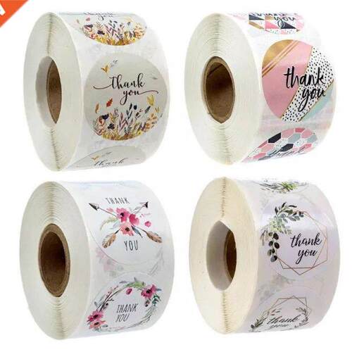 New 500Pcs/Roll Labels Kraft Paper Thank You Stcker Dragees