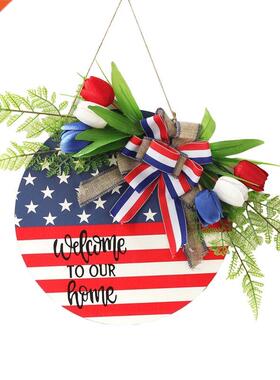 4Th of July Hanging Wooden Sign American Patriotic Independe