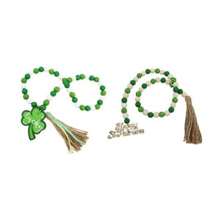 Patrick's Day Wood Beads Garland with Tassels Lucky