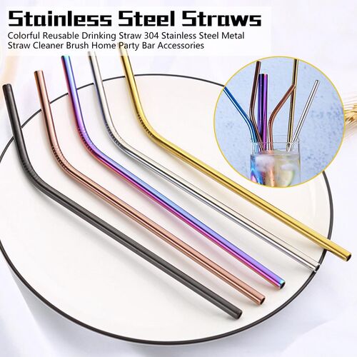 Metal Reusable Drinking Straw Stainless Steel Straw Bar Acce