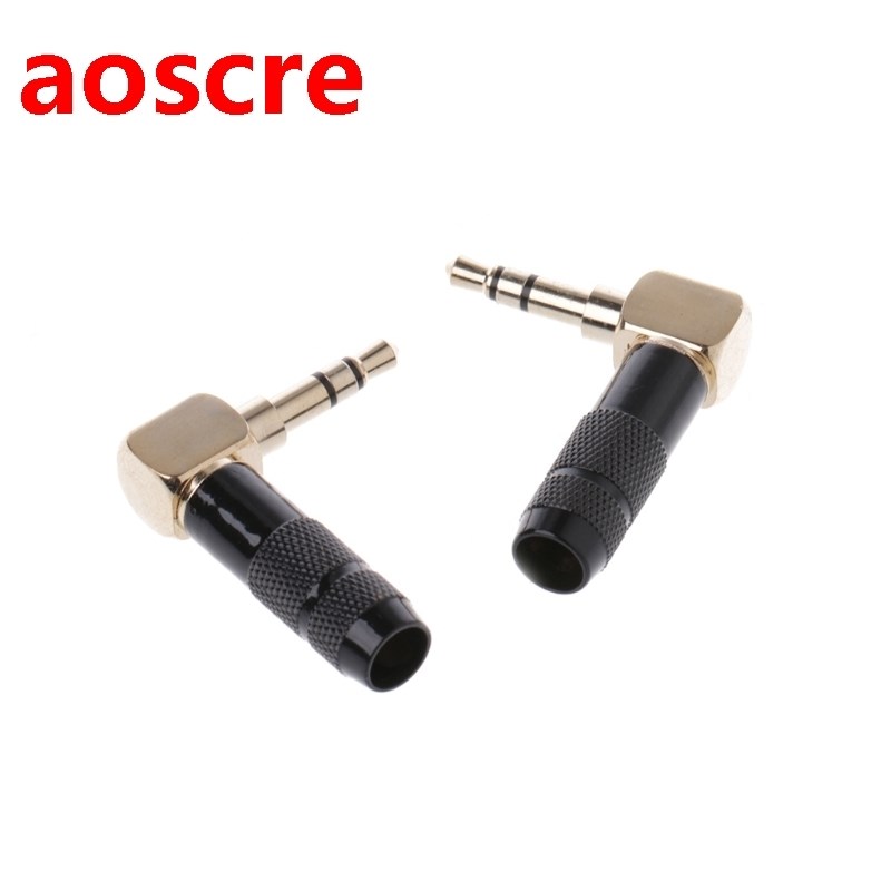 2 Pcs 90 Degree Jack 3.5mm Headphone Plug Right Angle 3 Pole