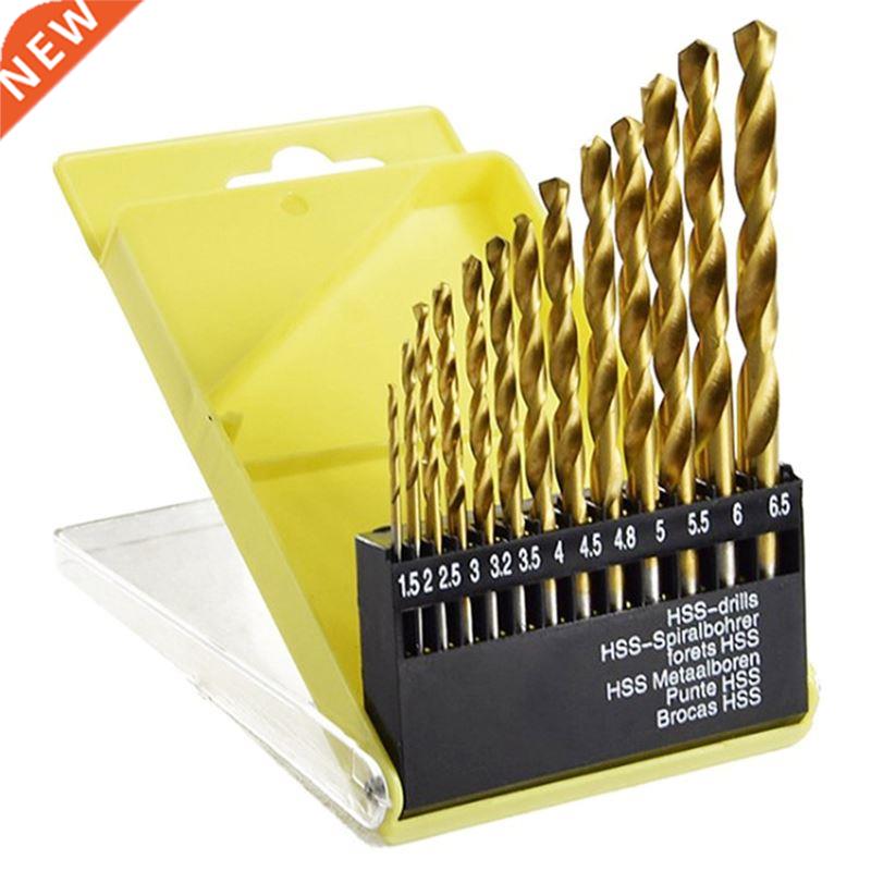 13Pc 1.5-6.5mm Round Shank Twist Drill it Set Titanium Coat