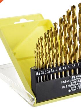 13Pc 1.5-6.5mm Round Shank Twist Drill it Set Titanium Coat