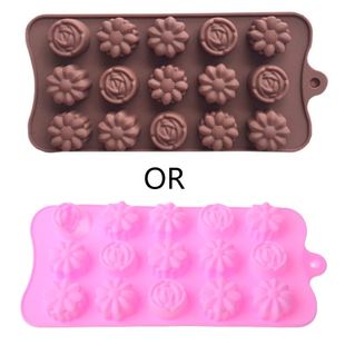 449C 15 Grid 3D Flowers Shaped Silicone Chocolate Mold Mould