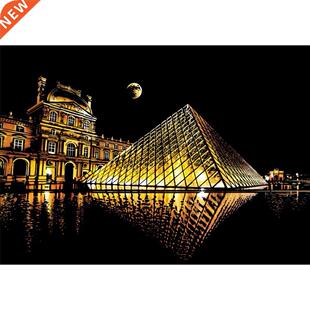 DIY Louvre France Postcard Scratch Art Doodle Scraping Pain