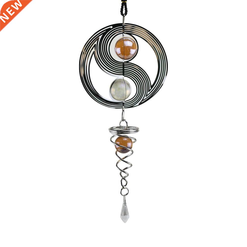 Outdoor Garden Craft Wind Chimes Yinyang With Crystal Ball P