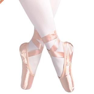 new Adult Kids Ballet Pointe Shoes nude/Black/Red Satin Girl