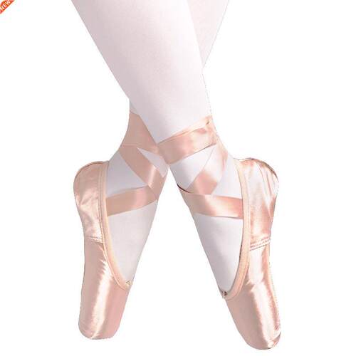 new Adult Kids Ballet Pointe Shoes nude/Black/Red Satin Girl