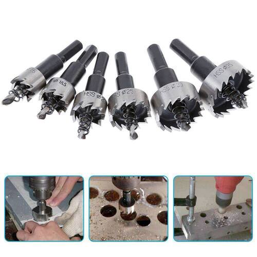 6PCS 16-32MM HSS Drill Bit Hole Saw Speed Silver